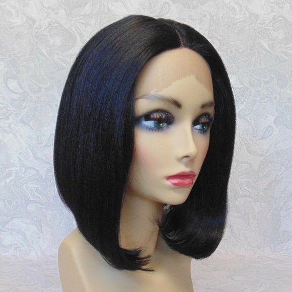 Glueless Lace Front Short Black Yaki Bob Wig main image 4